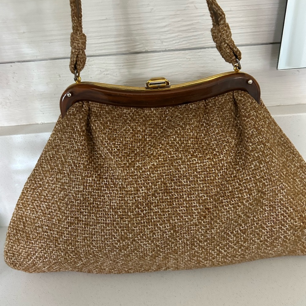 Vintage JR Brown Woven Shoulder Bag